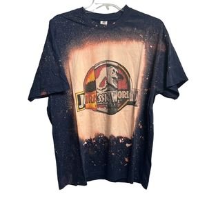 Jurassic World Custom Bleach Tie Dye T-Shirt Size Large